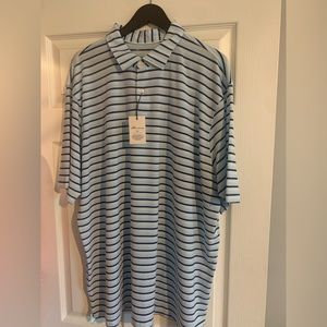 BRAND NEW PETER MILLAR • MENS GOLF SHIRT • XXL• BLUE STRIPES